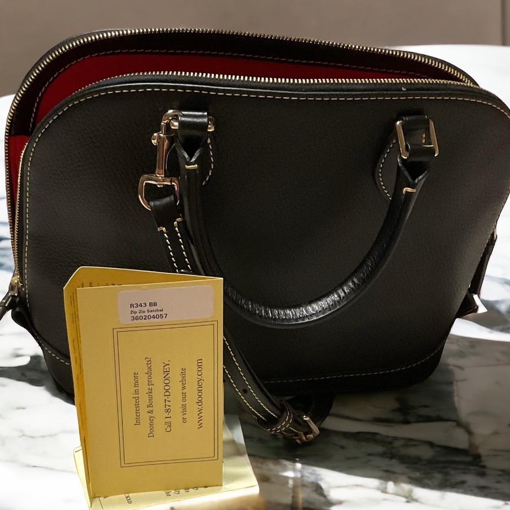 Dooney & BOURKE Pebble Leather Zip Zip Satchel - BLACK - Picture 4 of 4
